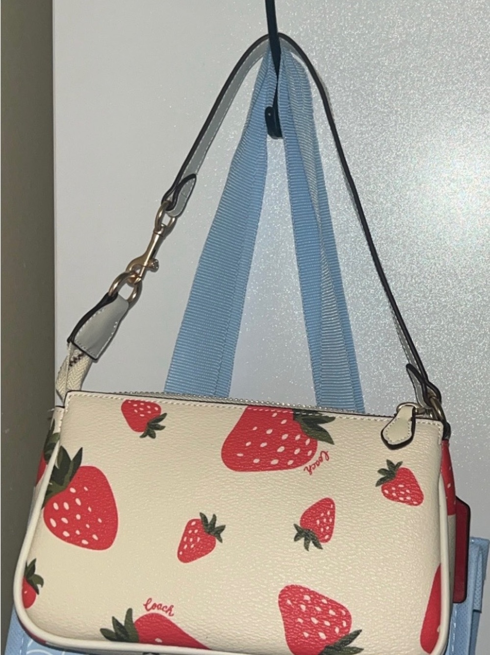 Coach Cream Bag with Red Strawberry Print - Picture 2 of 2